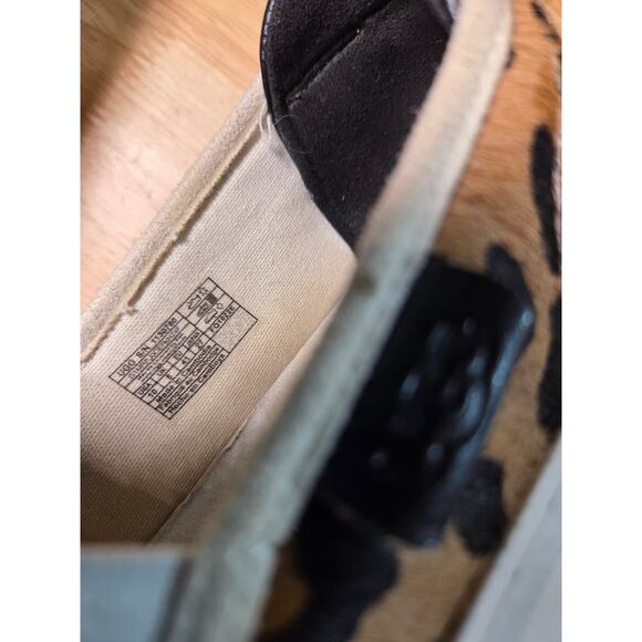 Ugg Cowhide Leather Leopard Animal Print Slide On Sneakers Size 10 Rubber Sole - Picture 6 of 7